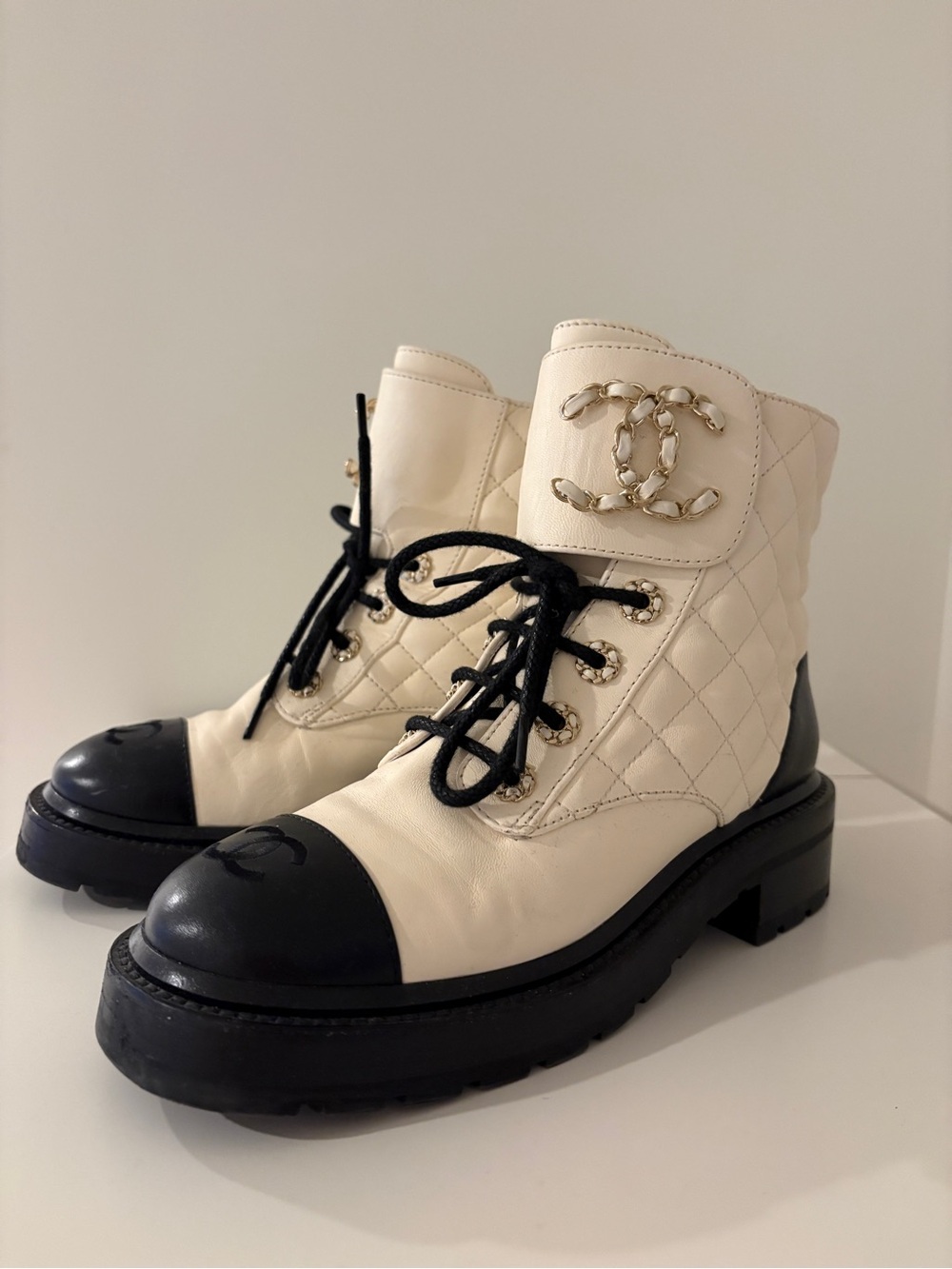 Chanel Leather Combat Boots